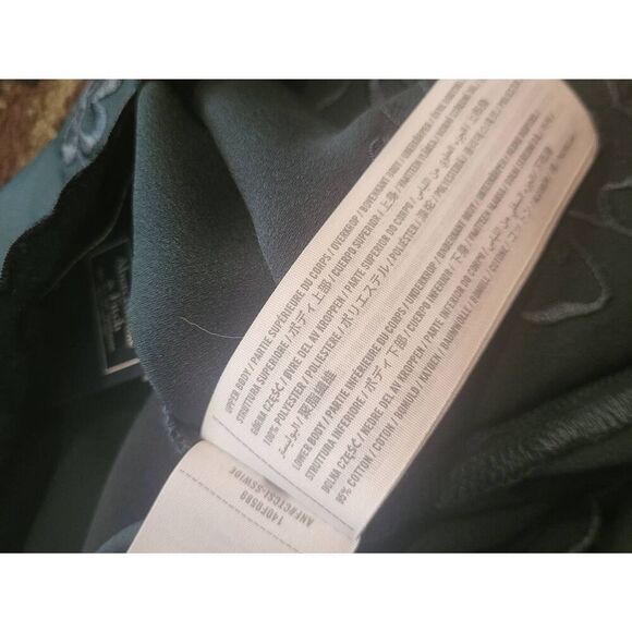 NWT Abercrombie & Fitch Bodysuit Women's XS Forest Green Embroidered Satin Tank - Picture 3 of 5